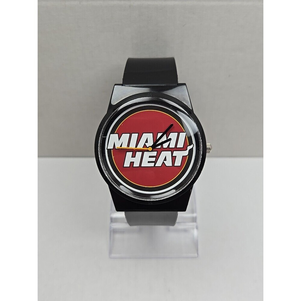 FLUD Miami Heat NBA Basketball Black Silicone Analog Quartz Watch New Battery